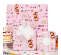 Xenray 60th Birthday Wrapping Paper,5sheets Rose Gold 50x70cm 60 Year Old Printed Patterned Paper