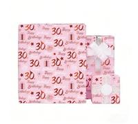 Xenray Birthday Wrapping Paper,5sheets 30th Paper 50x70cm Rose Gold,30 Year Old Women Ladies Female Birthday Decoration