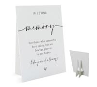 Xenseou In Loving Memory Wedding Sign(8 x 11 Inch Table Sign with Holder) Minimalist Wedding Sign for Those Who Cannot Be Here Today, Wedding Memorial Sign -WEEDS16, white