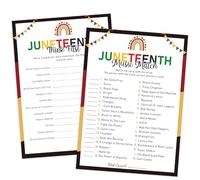 Xenseou Juneteenth Party Game Pack of 30, Think Fast & Music Match 2 Games in One Card, Juneteenth Trivia Games, African American Culture Cards for Group Family Activities Black Freedom Day-JUG01