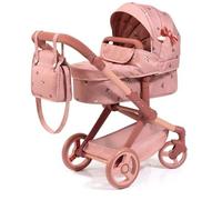 Bayer Baby Dolls Pram XEO - Convertible Doll Pushchair, Carrycot & Changing Bag - Stroller with Adjustable Handle Height for Girls, Tall Dolls Pram for 6+, 3-5 Year Olds - Floral Pink