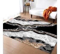 XEODIAT Abstract Black Gold Marble Area Rug Soft White Black Art Floor Mat Printed Design Large Carpet for Bedroom Kitchen Living Room 160 x 230 cm