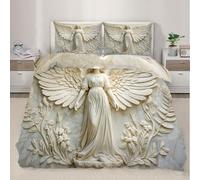 XEODIAT Angel Relief Bedding Set, Holy Angel Soft and Comfortable Microfiber Duvet Cover, Church Architecture Duvet Cover with Zipper + 2 Pillowcases (220x230cm)