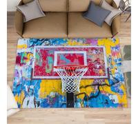 XEODIAT Basketball Graffiti Rugs for Living Room 50x80cm Street Basketball Culture Area Rug Urban Graffiti Art Bedroom Carpet Mat for Bedroom Living Room Kitchen