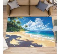 XEODIAT Beach Area Rug, 140x200cm Ocean Coconut Palms Machine Washable Floor Carpet, Tropical Palm Trees Soft and Plush Mats for Living Room Bedroom