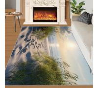 XEODIAT Beach Natural Scenery Area Rug, 50x80cm Sunset Coast Machine Washable Floor Carpet, Beach Waves Soft and Plush Mats for Living Room Bedroom