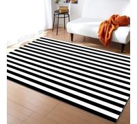 XEODIAT Black and White Artistic Stripes Area Rug Black and White Stripes Floor Rugs Doormat Living Room Home Decor, Carpets Area Mats for Kids Boys Girls Bedroom 70 x 140 cm