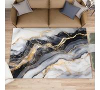 XEODIAT Black and White Marble Rugs Living Room 70x140cm Marble Pattern Area Rugs for Bedroom Gold Lines Art Non Slip Printed Carpet for Bedroom Living Room Kitchen