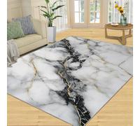 XEODIAT Black and White Marble Rugs Living Room 80x150cm Gold Lines Area Rugs for Bedroom Ink Texture Non Slip Printed Carpet