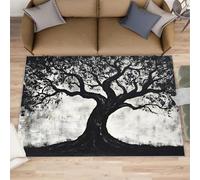 XEODIAT Black and White Trees Area Rug, 60x110cm Big Tree Silhouettes Machine Washable Floor Carpet, Ancient Forest Soft and Plush Mats for Living Room Bedroom