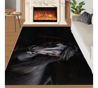 XEODIAT Black Horse Area Rug Beautiful Black Horse Rugs Non-Slip Floor Mat for Living Room Bedroom Dining Room Farmhouse Laundry Room Bathroom 60 x 90 cm