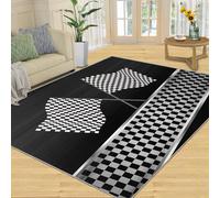 XEODIAT Black White Checkered Flag Area Rug Soft Racing Theme Art Floor Mat Printed Design Large Carpet for Bedroom Kitchen Living Room