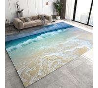 XEODIAT Blue Beach Waves Area Rug Ocean Theme Outdoor Indoor Washable Rug for Floor Mat Indoor Throw Rugs Soft Mats for Bedroom Living Room Kids Room 60 x 90 cm