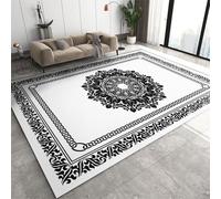 XEODIAT Boho Mandala Black and White Area Rug Black and White Retro Flowers Floor Rugs Doormat Living Room Home Decor, Carpets Area Mats for Kids Boys Girls Bedroom 120 x 180 cm