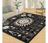 XEODIAT Boho Sun and Moon Area Rug Celestial Solar Stars Galaxy Machine Washable Carpet for Living Room Bedroom Dining Room Farmhouse Laundry Room Bathroom 50 x 80 cm