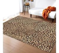 XEODIAT Brown Leopard Print Area Rug Soft Africa Wild Animals Leopard Floor Mat Printed Design Large Carpet for Bedroom Kitchen Living Room 60 x 90 cm