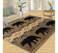 XEODIAT Cabin Bear Area Rug, Bear Farmhouse Rug, Wild Animals Hunting Rugs for Bedroom,Washable Non Slip Low Pile Carpet, Home Decor 60x110cm