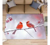XEODIAT Cardinal Rugs Living Room 140x200cm Cardinal Bird Area Rugs for Bedroom Winter Snow Scene Non Slip Printed Carpet for Bedroom Living Room Kitchen
