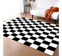 XEODIAT Checkered Flag Racing Area Rug Black White Grid Rugs Non-Slip Floor Mat for Living Room Bedroom Dining Room Farmhouse Laundry Room Bathroom 60 x 110 cm