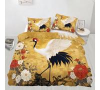 XEODIAT Classical Flowers Bedding Set for Kids Peony Comforter Cover Set Super King Size Red-Crowned Crane Duvet Cover Bedspread Cover Bedding Collection 3Pcs,No Comforter