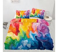XEODIAT Colorful Art Bedding Set for Kids Paint Splatter Comforter Cover Set Double Size Abstract Fluid Duvet Cover Bedspread Cover Bedding Collection 3Pcs,No Comforter