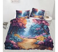 XEODIAT Colorful Forest Duvet Cover King Size,Fairy Tale Forest Bedding Set for Kids Teens Couple Adults Room Decor,Fantasy Nature Comforter Cover 2 Pillowcase,No Comforter