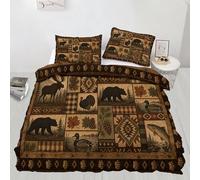 XEODIAT Country Bear Bedding Set Rustic Cabin Themed Duvet Cover Set with 2 Pillow Shams 3 Piece Super King Size Southwestern Aztecs Bed Sets for Teens Kids Boys and Girls