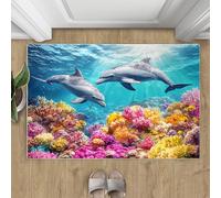 XEODIAT Dolphins Rug, Coral Reefs Small Rugs for Bedroom, Marine Animals Carpet Soft Washable Non Slip Indoor Mats, Home Decor 50x80cm