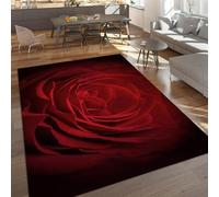 XEODIAT Dreamy Romantic Red Rose Area Rug Red Romantic Rose Rugs Non-Slip Floor Mat for Living Room Bedroom Dining Room Farmhouse Laundry Room Bathroom 60 x 110 cm