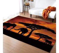 XEODIAT Elephant in Sunset Grassland Area Rug African Animal Elephant Outdoor Indoor Washable Rug for Floor Mat Indoor Throw Rugs Soft Mats for Bedroom Living Room Kids Room 120 x 180 cm