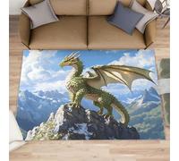 XEODIAT Fantasy Dragon Area Rug, 160x230cm Western Animals Machine Washable Floor Carpet, Adventure Mountains Soft and Plush Mats for Living Room Bedroom