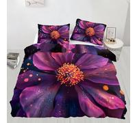 XEODIAT Flowers Duvet Cover Set Purple Petals Bedding Set Cosmic Sky Printed Bedding Quilt Cover for Bedding Decro, Ultra Soft Microfiber Hidden Zipper Bed Cover (135×200cm)