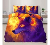 XEODIAT Fox Bedding Set Kids Fantasy Animals Comforter Cover Set for Boys Fire Animals Duvet Cover Bedspread Cover Decor Quilt Cover Double