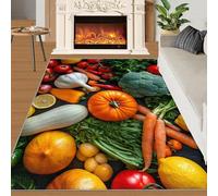 XEODIAT Fresh Fruits and Vegetables Rugs for Living Room 60x90cm Rich Ingredients Area Rug Colorful Foods Bedroom Carpet Mat for Bedroom Living Room Kitchen