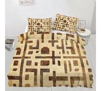 XEODIAT Geometric Bedding Set Arabic Pattern Duvet Cover Golden Geometric Comforter Cover Bedspread Cover Quilt Cover for Kids Children Teens 2Pcs Single Size