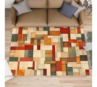 XEODIAT Geometry Rug, Grid Art Rugs Living Room, Abstract Cubes Area Rug, Mat Soft Washable Non Slip Indoor Mats, Home Decor 100x150cm