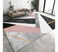 XEODIAT Grey White Pink Black Marble Area Rug Pink Gold Abstract Geometry Outdoor Indoor Washable Rug for Floor Mat Indoor Throw Rugs Soft Mats for Bedroom Living Room Kids Room 50 x 80 cm