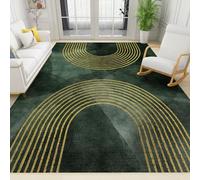 XEODIAT Mid Century Modern Area Rug Area Rug Abstract Green Gold Line Art Rugs Non-Slip Floor Mat for Living Room Bedroom Dining Room Farmhouse Laundry Room Bathroom 140 x 200 cm