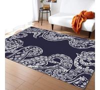 XEODIAT Navy Blue Octopus Tentacle Area Rug Animal Octopus Deep Sea Monster Machine Washable Carpet for Living Room Bedroom Dining Room Farmhouse Laundry Room Bathroom 100 x 150 cm