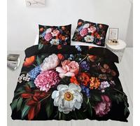 XEODIAT Peony Bedding Set Classical Flowers Duvet Cover Set with 2 Pillow Shams 3 Piece Double Size Rural Flowers Bed Sets for Teens Kids Boys and Girls