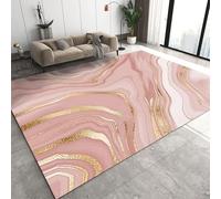 XEODIAT Pink Gold Geometry Area Rug, 50 x 80 cm, Non-Slip, Fade Resistant, Kids & Pets Friendly