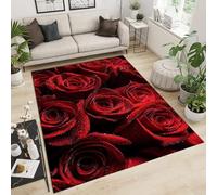 XEODIAT Red Rose The Flowers Area Rug Romantic Flower Machine Washable Carpet for Living Room Bedroom Dining Room Farmhouse Laundry Room Bathroom 120 x 180 cm