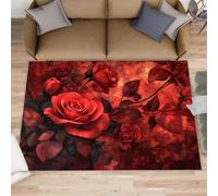 XEODIAT Red Roses Rugs for Living Room 180x240cm Romantic Flowers Area Rug Vintage Florals Bedroom Carpet Mat for Bedroom Living Room Kitchen