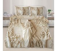 XEODIAT Relief Figures Single Bedding Sets European Classical Style Quilt Cover 3 Piece Greek Mythology Duvet Cover Set and Pillowcases for Single Bed for Kids Girls Boys - Soft