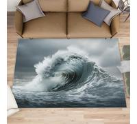 XEODIAT Rough Seas Area Rug, 50x80cm Forces of Nature Machine Washable Floor Carpet, Waves Soft and Plush Mats for Living Room Bedroom