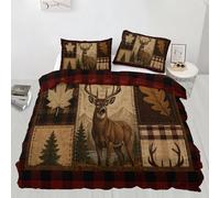 XEODIAT Rustic Bedding Set for Kids Moose Cabin Rustic Comforter Cover Set Double Size Southwest Wildlife Brown Duvet Cover Bedspread Cover Bedding Collection 3Pcs,No Comforter