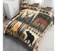 XEODIAT Rustic Cabin Bedding Set for Kids Southwest Wildlife Comforter Cover Set Super King Size Nordic Wild Animal Tree Duvet Cover Bedspread Cover Bedding Collection 3Pcs,No Comforter