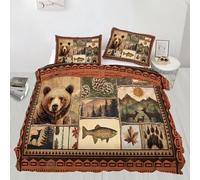 XEODIAT Rustic Cabin Duvet CoverSouthwest Wildlife Comforter Cover Nordic Wild Animal Tree Bedding Set for Kids Decor Quilt Cover 3 Piece Set with Zipper Closure Soft Microfiber King Size