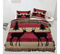 XEODIAT Rustic Lodge Duvet CoverLodge Moose Cabin Comforter Cover Moose Cabin Farmhouse Bedding Set for Kids Decor Quilt Cover 3 Piece Set with Zipper Closure Soft Microfiber Double Size