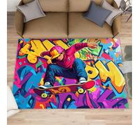 XEODIAT Skateboard Boy Rugs for Living Room 140x200cm Street Graffiti Art Area Rug Colorful Graffiti Bedroom Carpet Mat for Bedroom Living Room Kitchen